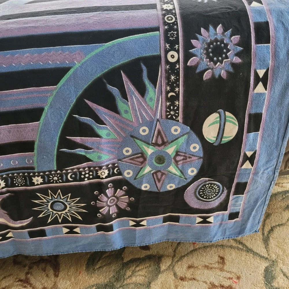 Celestial Sun Moon Stars Blue Purple Black Wall Hanging - Picture 2 of 11